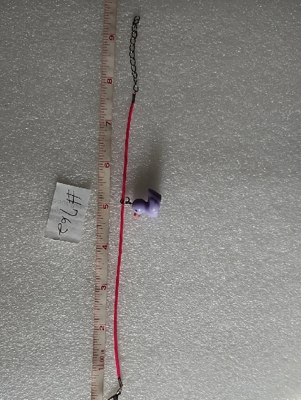 Hand Crafted Purple Ducky Charm Bracelet / Anklet with Bright Pink Cord